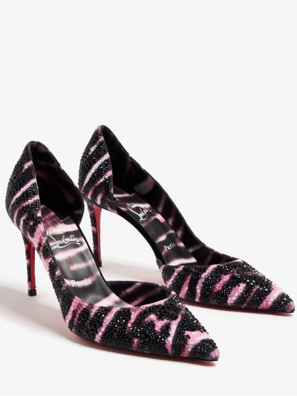 Christian Louboutin Iriza Strass Crystal Quagga 85mm heel RETAIL 2995